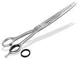 Solinger Fellschere Hundeschere Made in Germany Haarschere gebogen mit einseitiger Mikroverzahnung aus Rostfreiem Edelstahl Hundehaarschere für die Fellpflege bei Hunden, Katzen, Haustieren (8 Zoll)