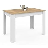 IDMarket - Rechteckiger Esstisch ROZY für 6 Personen, weiß, Platte in Buche-Optik, 110 cm