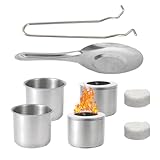 8 Stück Bioethanol Brennertopf Set, Edelstahl Ethanol Brenner mit 2 Keramikwolle, Ethanol Brenner für Brennkammer, Ethanol Tischkamin Brennkammer, Zubehör für Ethanolkamine