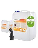 FLAMBIOL Bioethanol 96,6% Premium 3 x 10L - Ethanol für Tischkamin, Kamin & Gartendeko für Draußen - Rauch- und Rußfrei - Aus Mais & Zuckerrüben