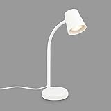 BRILONER – Nachttischlampe, Schreibtischlampe Schwenkbar, Tischlampe GU10 für Home Office mit Kabelschalter, Leselampe, Weiß