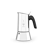 Bialetti - Neue italienische Espressomaschine Venus Induction aus Edelstahl, geeignet für alle Arten von Tellern, 4 Kaffeetassen (170 ml), Silber