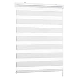 Victoria M. Doppelrollo für Fenster & Türen Duo-Rollo Lichtdurchlässig & Verdunkelnd mit Kettenzug Wand- o. Deckenmontage, 160 x 175cm, Weiss