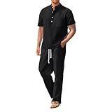 RUMAOZIA Zweiteiler Herren Trainingsanzug Baumwolle Tai Chi Uniform Kampfkunst Atmungsaktiv Kurzarm Tops Zen Meditation Uniform Kung Fu Anzug Chinesisch Traditionelle Kleidung Tang Anzug
