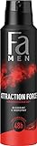 Fa Men Deodorant & Bodyspray Attraction Force (150 ml), Deospray mit verführerischem Duft, Deo ohne Aluminium für bis zu 48 h Deo-Schutz, hinterlässt keine Deo-Rückstände