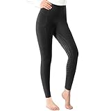 Harrison Howard Damen Vollbesatz Silikon Grip Reithose Reithose Hohe Taille Leggings für Damen, Schwarz, M