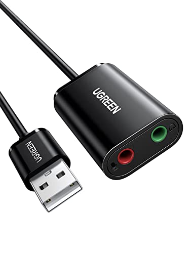 UGREEN Externe USB Soundkarte Klinke USB Adapter für Computer, PS5, PS4, USB Audio Stereo Adapter External Sound Card (Schwarz)