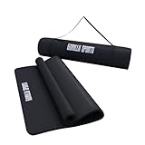 GORILLA SPORTS® Yogamatte - 190x60x1,5 cm oder 190x100x1,5 cm, mit Tragegurt, Phthalatfrei, Rutschfest, Farbwahl - Gymnastikmatte, Fitnessmatte, Sportmatte, Trainingsmatte, Übungsmatte Schwarz