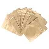 ROMISBABA 50 Stück Goldene Standfeste Aluminiumfolie Lebensmittelbeutel Wiederverschließbar Luftdicht Geruchsdicht Dicker Schutz für Kaffee Tee Süßigkeiten Vorrat Küche Büro