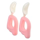 UPKOCH 1 Satz Babygeschirr babybesteck Silikonlöffel Esslernbesteck essbesteck babyschüssel Fütterung Platte Tablett Maschine Teller Kleinkinder Löffel Babynahrung Abs Rosa