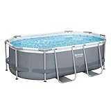 Bestway Power Steel Ersatz Frame Pool ohne Zubehör 305 x 200 x 84 cm, grau, oval