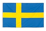 Aricona Schweden Flagge - Schwedische Nationalflagge mit Messing-Ösen - 90 x 150 cm - Wetterfeste Fahnen für Fahnenmast - 100% Polyester