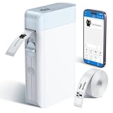 Etikettendrucker, Bluetooth beschriftungsgerät selbstklebend, Mini Etikettiergerät Selbstklebendes mit USB-Laden, Label Printer mit Unterstützung ios/Android, Für Zuhause, Büro & Kleinunternehmen