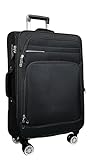 MY TRAVEL BAG Stoff Reisekoffer Trolley Erweiterbar mit Zwillingsrollen (M/L/XL/XXL oder 4er Set) Weichgepäck (Schwarz, Handgepäck (55cm))