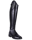 QHP Leder-Reitstiefel Sasha Adult schwarz mit wechselbarem Oberteil, RV hinten (41)