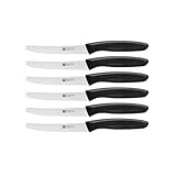 ZWILLING Twin Grip Messer-Set, 6-teilig, Küchenmesser, Klingenlänge: 12 cm, Rostfreier Spezialstahl/Kunststoff-Griff, Schwarz