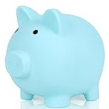 H&W Mini Blaues Sparschwein,Unzerbrechliches Sparschwein für Kinder,Niedliche Münzbank,Plastikspardose,Beste Geburtstagsgeschenke Heimdekoration