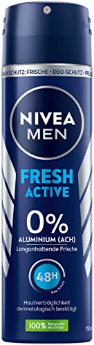 NIVEA MEN Deo Spray Fresh Active (150 ml), Deo ohne Aluminium (ACH) mit 48h Schutz, Deodorant mit hochwirksamer Formel und Meeresextrakten