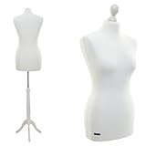 LUCCESI Schneiderpuppe | zum Probierpreis! | Größen S - XL (Female ♀) | Size M (36-38) | Wechselbezug Creme-Weiss | Standfuss Weiss | Damen - Schaufensterpuppe