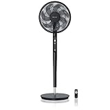 Brandson - DC Standventilator energiesparend ECO - Fernbedieung - Brushless Silent Motor -sehr leise – Oszilation 60° 90° 120° - Ventilator Timer – 9 Stufen - Turbo Modus - schwarz