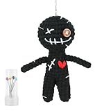 Funny Voodoo Puppe mit Nadeln Groß 12CM Büro Geschenk für Kollegen Kollegin Freunde, Lustige Geschenke Voodoo Puppe zum Entspannen Stressabbau - Schwarz 1 Stück