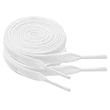 North Bund 2 Paar Flache Schnürsenkell für Sneaker, Sportschuhe,Laufschuhe,Turnschuhe 8mm Flat Shoelace Ersatz Schnürsenkel Weiß 120cm