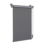 OBdeco Verdunkelungsrollo Thermorollo 75x130cm (Stoffbreite 71 cm) Grau ohne Bohren mit gleichfarbige Beschichtung Oeko-TEX Standard 100 Sichtschutz Sonnenschutz für Fenster & Tür