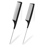 2 Stück Stielkamm, Professioneller Kit Haarkamm Hair Comb Teasing Hair Brush Antistatischer für Männer und Frauen