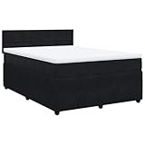 vidaXL Boxspringbett, Doppelbett mit Matratze Matratzenauflage, Bettgestell mit Lattenrost Kopfteil, Polsterbett Bett für Schlafzimmer, Schwarz 160x200cm Samt