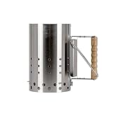 Petromax Anzündkamin XL Schnelles Durchglühen von Grillkohle - Briketts, Optimale Luftzufuhr 6.5L Kapazität, Edelstahl, Holzgriff - Hitzeschutzschild