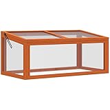 Outsunny Frühbeet Treibhaus Gewächshaus Frühbeetkasten Pflanzenbeet mit Abdeckung aus Holz und Polycarbonat wetterfest Orange 90 x 46 x 40 cm