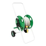 OUBUBY Schlauchwagen mit 50M 1/2' Schlauch Kapazität Fahrbare Schlauchtrommel für Garten & Balkon Stabile Schlauchführung Kapazität Sprühset Schlauchaufroller Schlauchhalter Schlauchtrommel