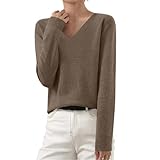 Damen Pullover Kaschmir Cashmere Herbst Strickpulli Merino Wollpullover Rundhalsausschnitt Super Warm Weich Leicht Langärmelig Herbst