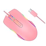 SHINEOFI RGB Beleuchtete USB C Kabelgebundene Gaming Einstellbare DPI Ergonomisch Fett und Fingerabdruckresistent Komfortable Computermaus für Gamer und Bürogebrauch