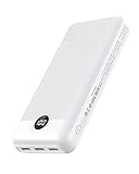 VEGER Power Bank 30000mAh, 20W PD Schnelles Aufladen Externer Akku Power Bank, USB C Tragbares Ladegerät mit LED Display, 4 Ausgänge und 2 Eingänge Kompatibel mit iPhone, iPad,Handys,Tablets usw(Weiß)