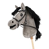 ARBO-INOX Hobby Horse Steckenpferd braun oder grau Spielpferd Hobbyhorsezubehör auswählbar (SCHWARZ, TRENSE)