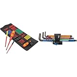 Wera 05006617001 Kraftform Kompakt VDE Big Pack 1, 26-teilig & 05022210001 950/9 Hex-Plus Multicolour HF 1 Multicolour Winkelschlüsselsatz, metrisch, BlackLaser, mit Haltefunktion, 9-teilig