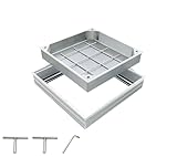 Natotela Schachtabdeckung Alu 300x300mm Aluminium Eingebettete Schachtdeckel mit Rahmen EN124 A15 Auspflasterbare Quadratische Kanaldeckel Unsichtbare Inspektionsdeckel für Innen- und Außen Szenen