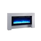 Elektrokamin BALDERIA Zeus, Elektrischer Standkkamin mit 3D-Flammeneffekt, Elektro Heizung 2000W, LED-Beleuchtung, Kamin mit Fernbedienung, Timer, Startsteuerung, Thermostat - Betongrau
