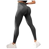 Sport Leggings Damen Anti Cellulite Leggings Lange Blickdicht Kompressions Yoga Leggings Push Up Scrunch Figurformende Sporthose Yogahose Fitnesshose mit Hohe Taille Bauchkontrolle (Dark Gray, S)