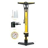 Dunlop Fahrradpumpe mit Manometer - Luftpumpe Fahrrad für Dunlop-, Schrader- und Französisches Ventil - Standluftpumpe inkl. Adapter für Wasserspielzeug und Bälle - Roller- und Autoreifen