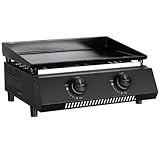 Cozze® G-400 Plancha Grill Tragbar mit 2 Brennern (50mbar) - DE+AT inkl. Regler und Fettauffangbehälter | Kleiner Grill für Balkon Terrasse Garten | Mini Gasgrill für Zuhause Camping