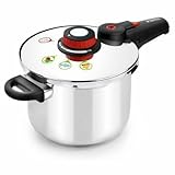 MONIX Selecta | 4-Liter-Schnellkochtopf mit Lebensmittelauswahlsystem und automatischem Verschluss, Edelstahl 18/10, Silber