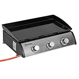 Outsunny Gasgrill 7,5 kW mit 3 Brenner Grillfläche 65 x 35,5 cm tragbarer Campinggrill aus Edelstahl Tischgasgrill BBQ Tischgrill für Camping Garten Balkon Schwarz+Silber