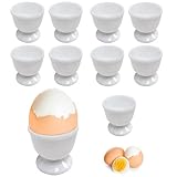 Eierbecher Ostern 9er Set, PP-Material Round Egg Cups 4.4 X 4.6 cm, Eierbecher weiß for Buffet and Easter Gifts, Egg Stand for Any Breakfast Table Hard and Soft Boiled Eggs