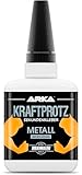 Sekundenkleber Gel für Metall extra stark – XXL 50 g Metallkleber transparent, wasserfest & hitzebeständig – Anti-Austrocknungs-Spitze – KRAFTPROTZ Kleber für Aluminium, Stahl, Kupfer, Eisen