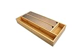 Folienspender mit 4 Fächern, Alufolie, Frischhaltefolie & Backpapier, aus Bambus/Holz, Edelstahl-Schneideklinge, Folienschneider Küche, Schubladen-Organizer, Küchenaufbewahrung, 42x19x5,4cm, MOON HOME