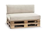 Gutekissen® Palettenkissen, Gartensofakissen, Sitzkissen, Rückenlehne gefüllt mit Poulirette-Schaum, viele Farben und Größen PFL (Set (Sitzkissen 120x80 +Rückenlehne 120x40), Beige)