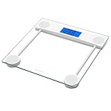 Homebuds Digitale Personenwaage, Hohe Präzision Zugesichert durch professionelle waage personenpersonen fabrik SEIT 2001, LCD mit Blauer Hintergrundbeleuchtung und Step-On, 2*AAA, 182kg, Klares Glas