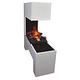 GLOW FIRE Wasserdampf Kamin Mozart (Standkamin) - Elektrokamin mit realistischen LED 3D-Flammen, Knistereffekt & Fernbedienung, 110x120x35 cm - Opti-Myst 600 Elektro Kamin mit Holz-Deko, Weiß